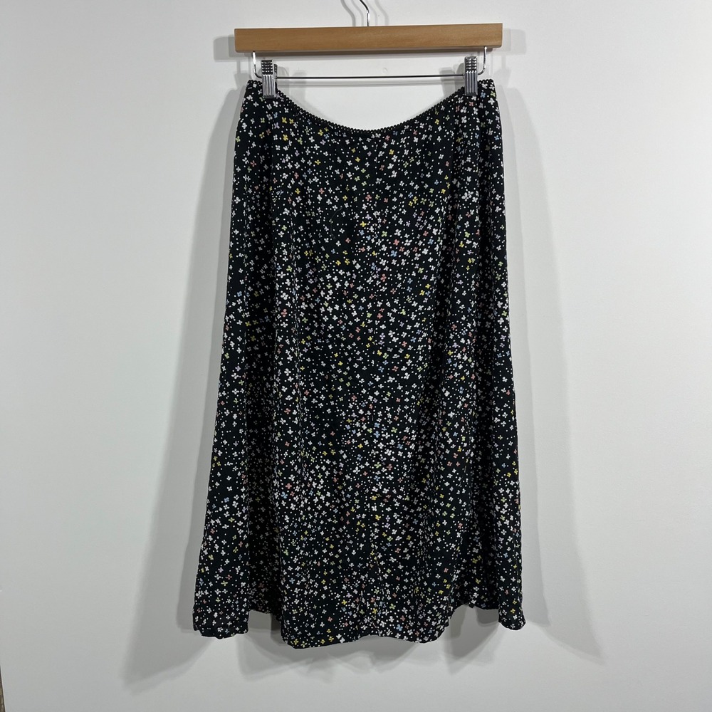 VTG Thereabouts Ditsy Floral Midi Slip Skirt‎ Women XL Lace Trim 90s 00s Fairy